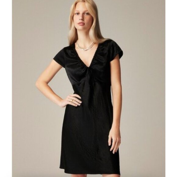 J Crew Short Sleeve Slip Dress in Textured Satin - Picture 1 of 6